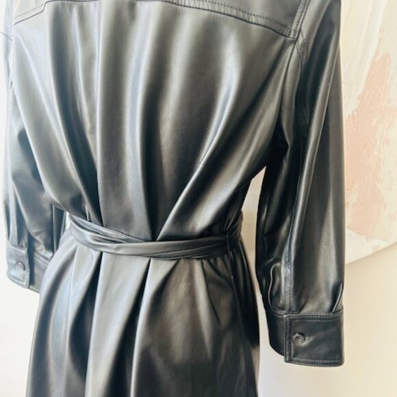 Calvin Klein Black Belted Leather Dress - Picture 6 of 11